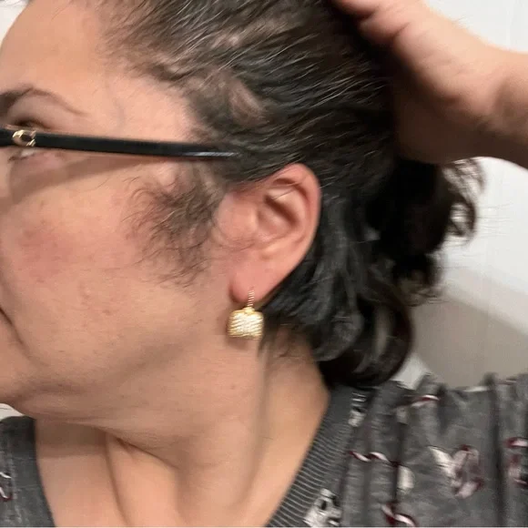 Judith Ripka Pave Diamonique Gold Clad Leverback Earrings Olivia - Picture 3 of 4